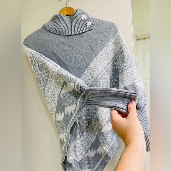 ENTI-TEX Gray Patterned Women's Wool Blend Aztec Western Pattern One Size - Picture 5 of 6